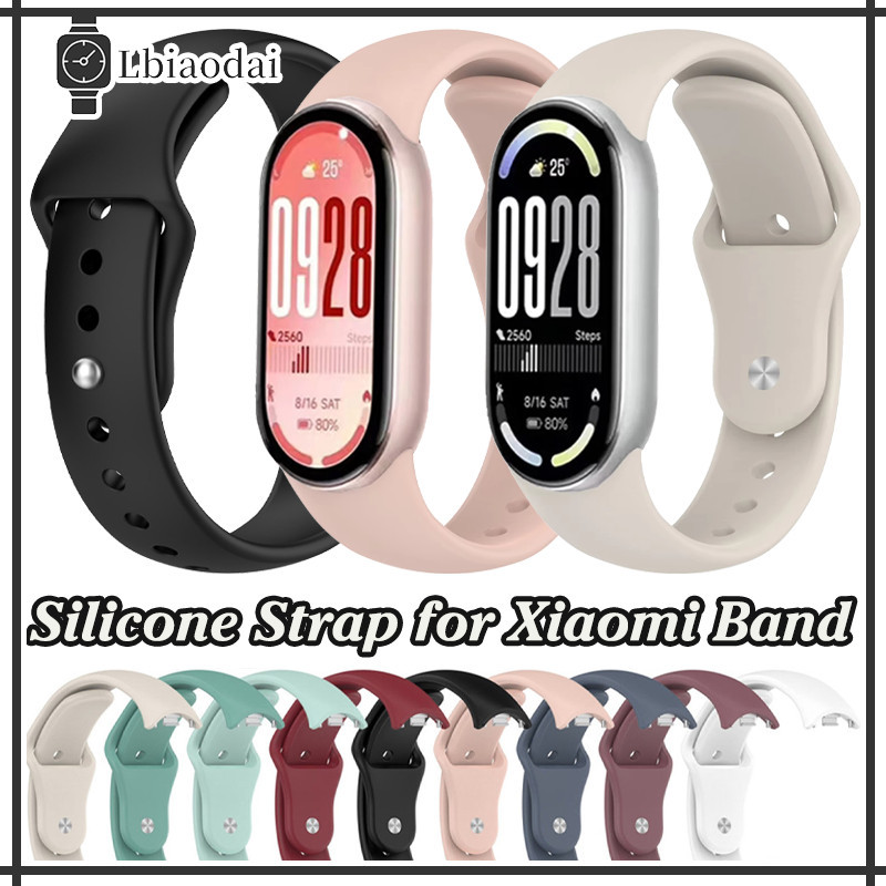 สายซิลิโคน for Xiaomi Mi Band 10 9 8 NFC กีฬาเปลี่ยนยางวงนุ่มสายรัดข้อมืออุปกรณ์เสริม for Smartwatch Mi Band 10 9 8