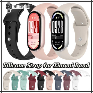 สายซิลิโคน for Xiaomi Mi Band 10 9 8 NFC กีฬาเปลี่ยนยางวงนุ่มสายรัดข้อมืออุปกรณ์เสริม for Smartwatch Mi Band 10 9 8