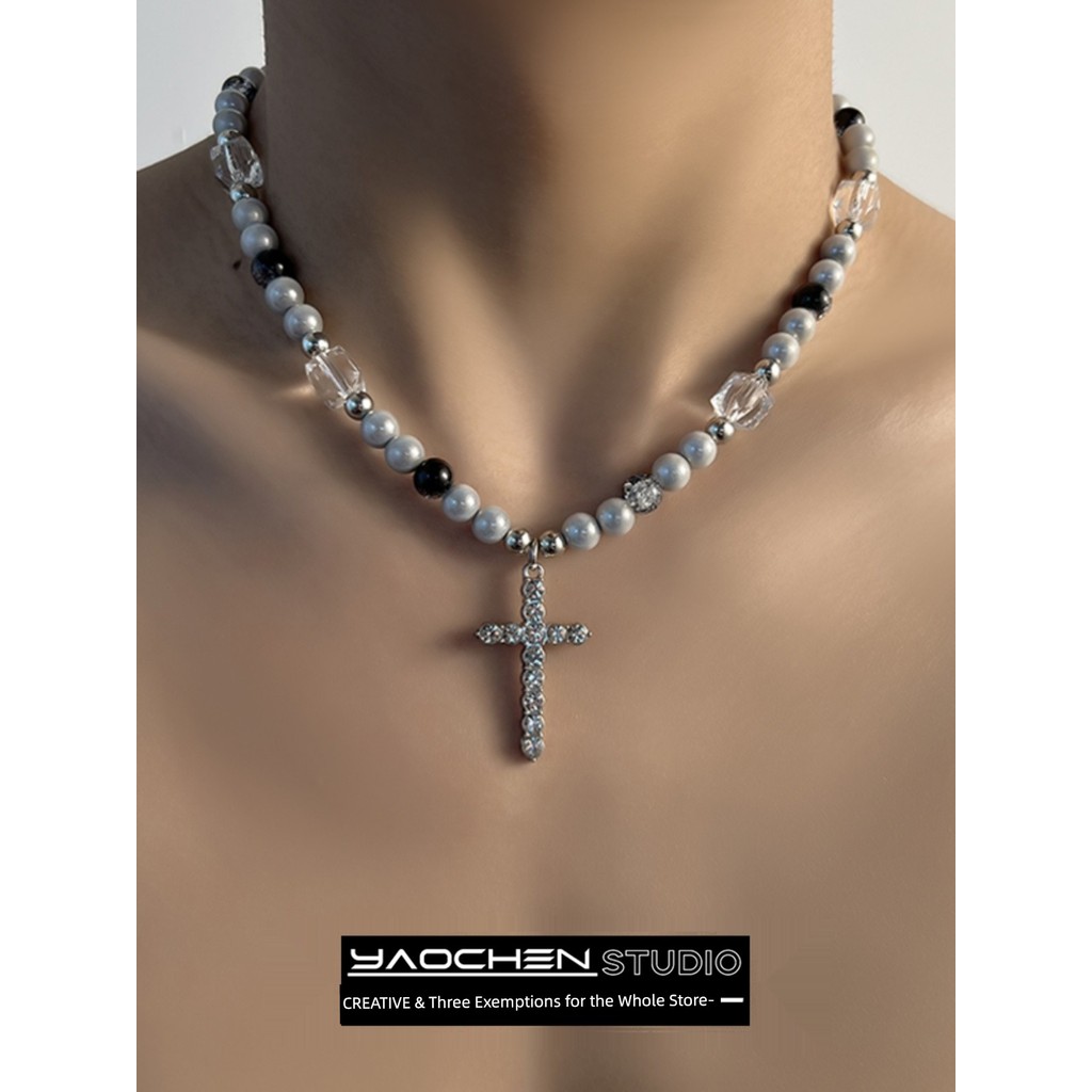 สร้อยคอ เสื้อกันหนาวสะท้อนแสงสไตล์ Hip-Hop สำหรับผู้หญิง เพิ่มความโดดเด่นด้วยเม็ดบead