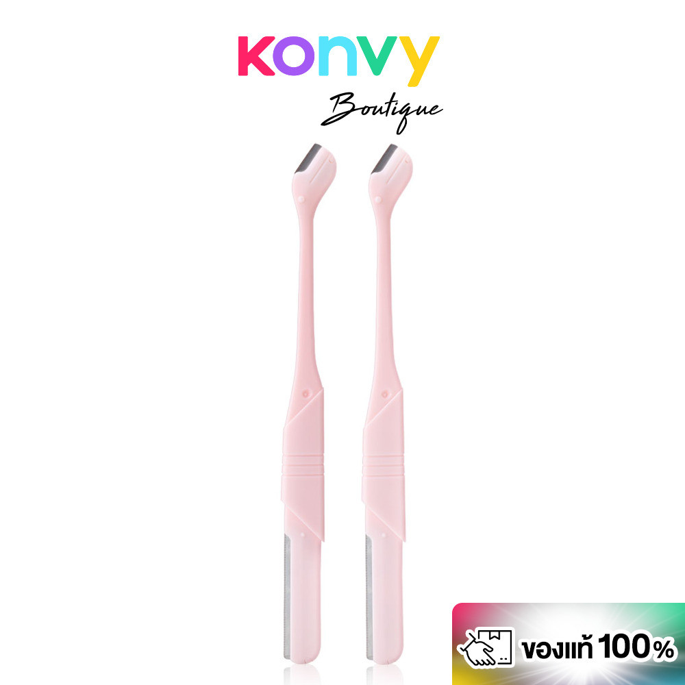 Oni Dual-Ended Eyebrow Razor 2pcs #Sakura Pink โอนิ มีดกันคิ้วปลายคู่ สีชมพูซากุระ.