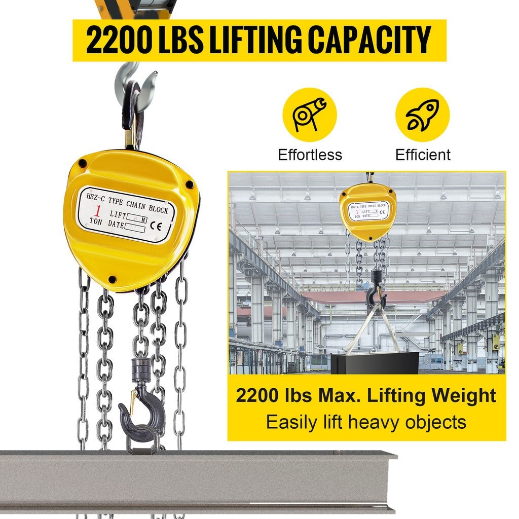 1/2T Chain Hoist AntiRust Manual Chain Block 10/20FT 3m/6m with Two Hooks for Lifting Pulling Draggi