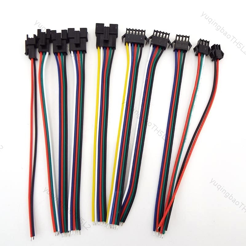 10 คู่ SM JST ชายหญิง 2P 3P 4P 5P 6P Connector สายไฟ 22 AWG 80C 300V สําหรับ 3528 5050 RGB RGBW LED 