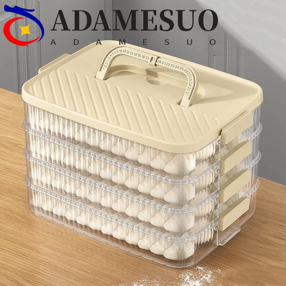 ADAMESUO แช่แข็งกล่องเก็บเกี๊ยว,พลาสติกเก็บสดกล่องเก็บเกี๊ยว,ออแกไนเซอร์ห้องครัวแช่แข็งอย่างรวดเร็วความจุขนาดใหญ่หลายชั้นกล่องเกี๊ยวตู้เย็น