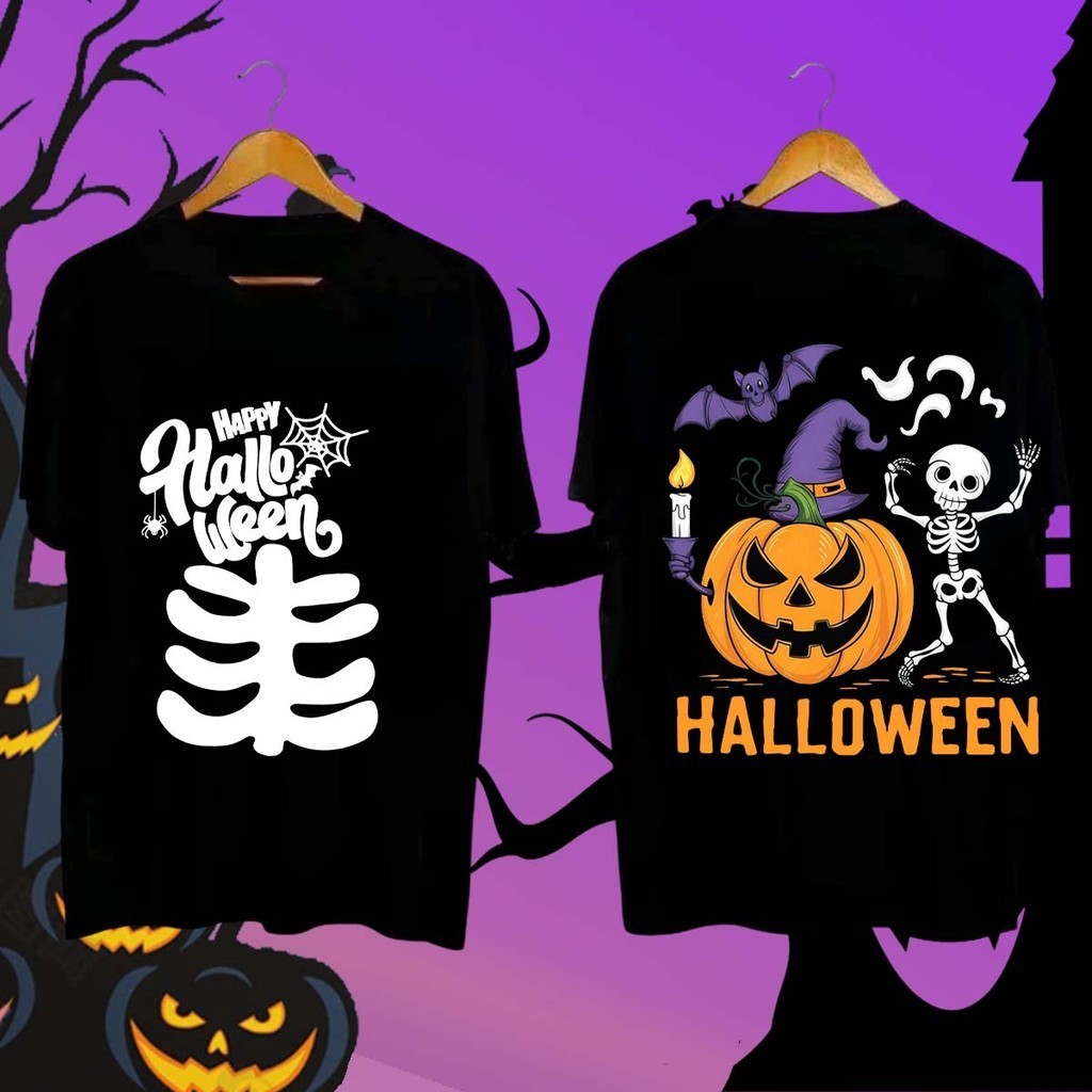 BKKจัดส่งตลอด 24 Angle Official เสื้อฮาโลวีน HALLOWEEN ชุดฮาโลวีน พิมพ์ลายฟักทองฮาโลวีน เหมาะกับปาร์ตี้ฮาโลวีน COTTON