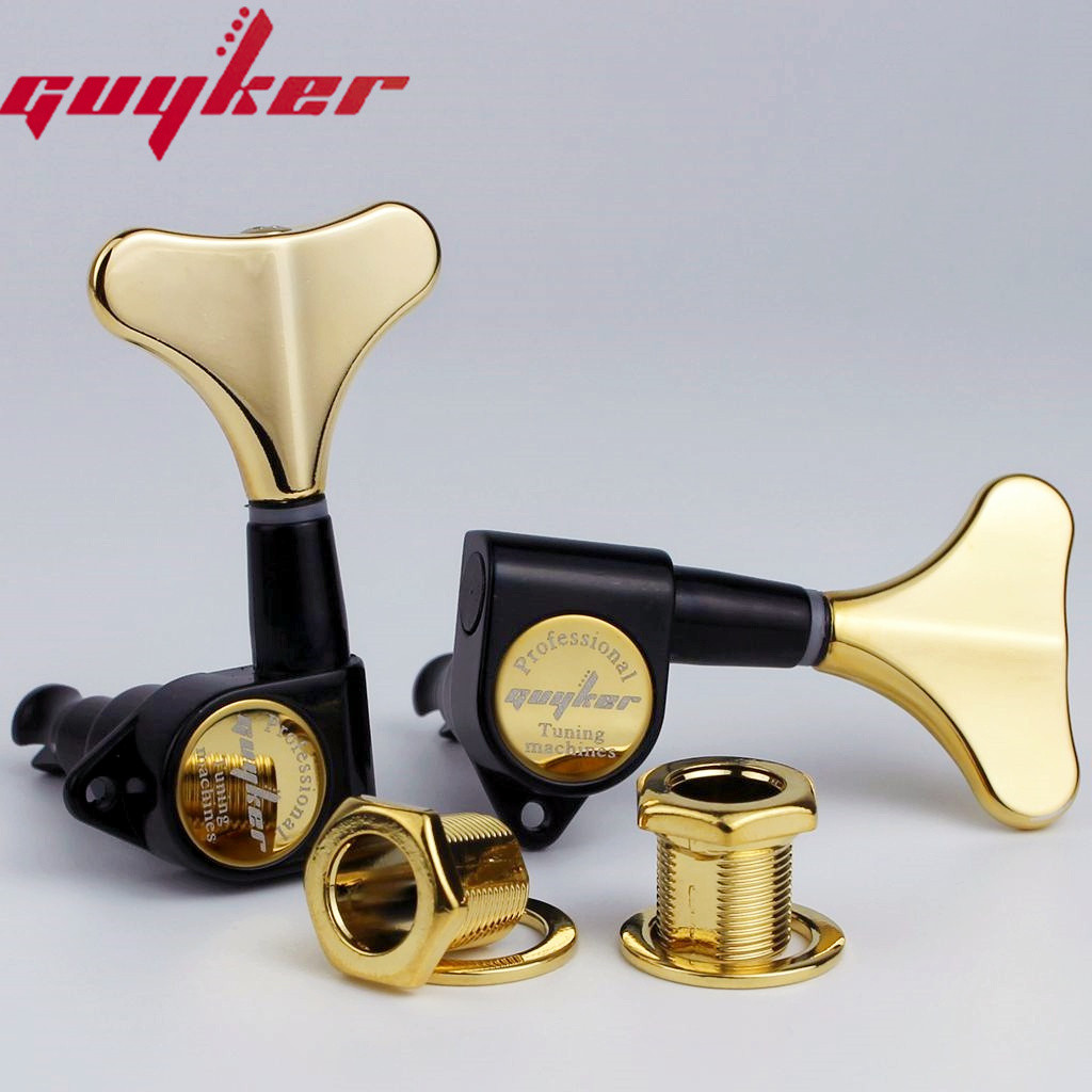 GUYKER Headstock จูนเนอร์เบสปิดผนึกหัวเครื่องสีดําทอง
