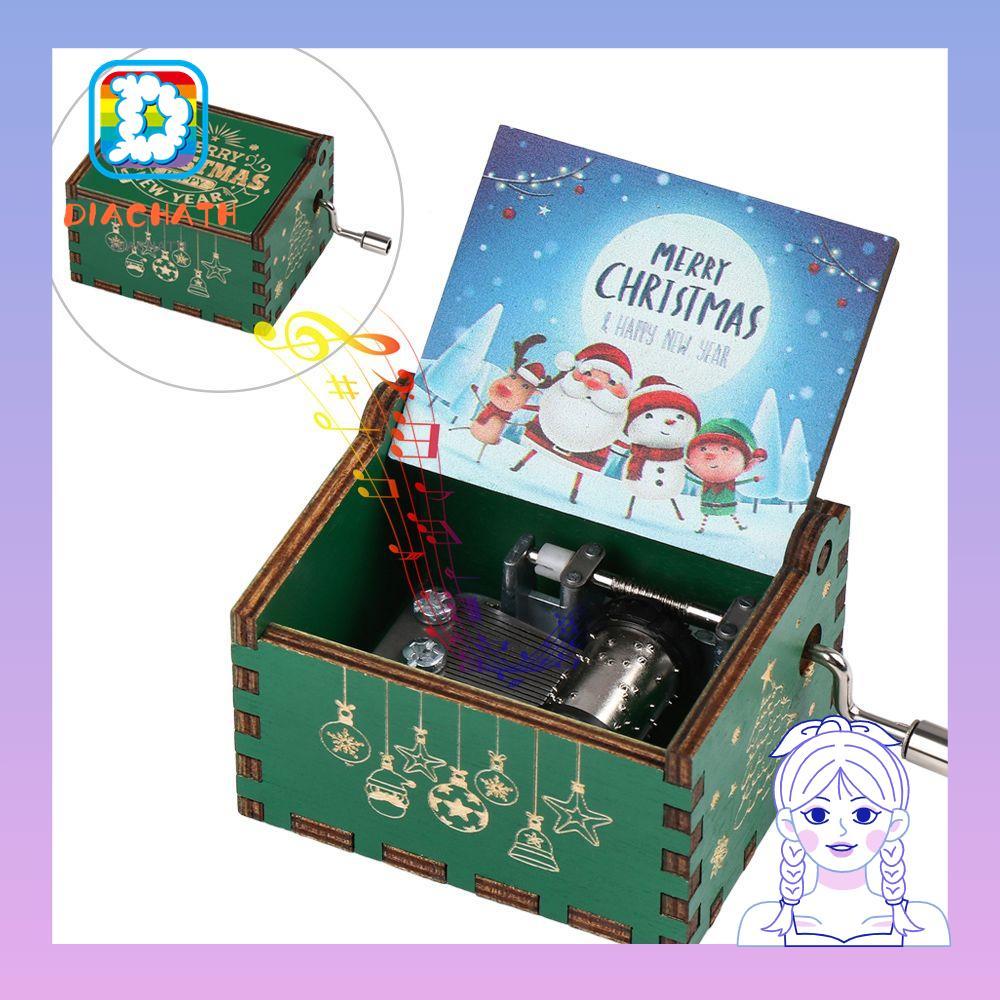 DICHATH กล่องของขวัญกล่องดนตรี มือหมุนปีไม้