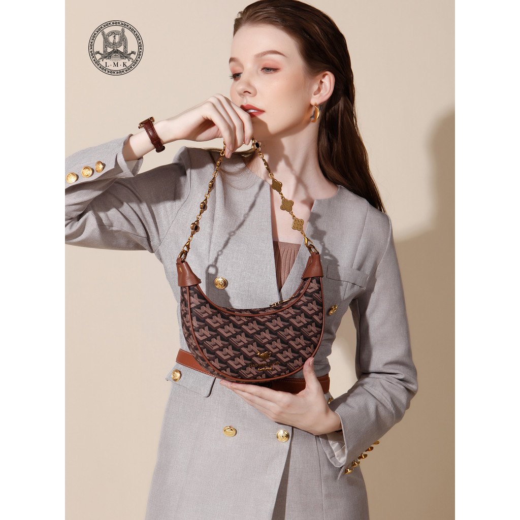 ฝรั่งเศส LMK High-End Underarm Bag ผู้หญิง 2023 สไตล์ใหม่ฤดูหนาว All-Match Crescent กระเป๋าไหล่กระเป