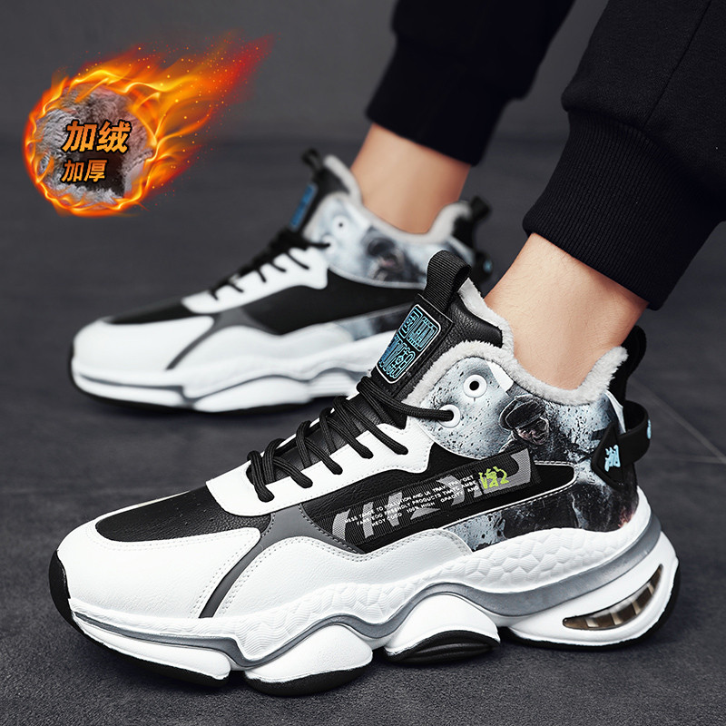 Hailans Home Daddy รองเท้าผู้ชายรองเท้า Street Wear ฤดูหนาวกํามะหยี่อบอุ่นกีฬาวัยรุ่นรองเท้าผ้าฝ้ายน