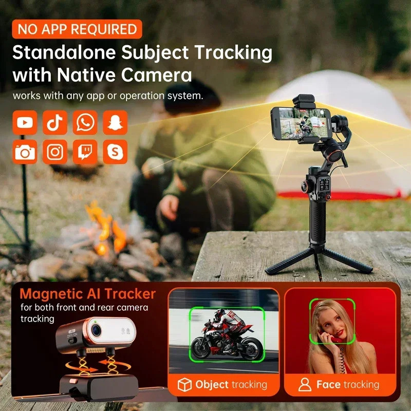 Hohem Asteady M7 Gimbal Stabilizer สําหรับสมาร์ทโฟนที่ถอดออกได้ Touchscreen Built-in Extension Rod M