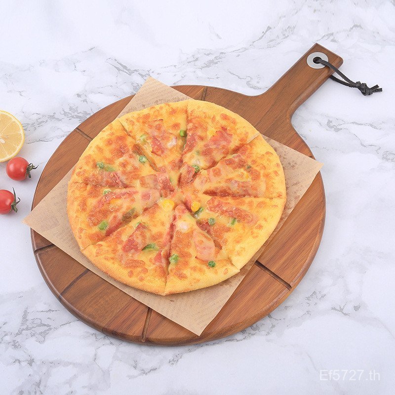 T ถาด Acacia ไม้พิซซ่า BOARD จานขนม ขนมปังกระดานรับประทานอาหารถาดไม้ถาดพิซซ่ารอบพิซซ่า BOARD S3JA