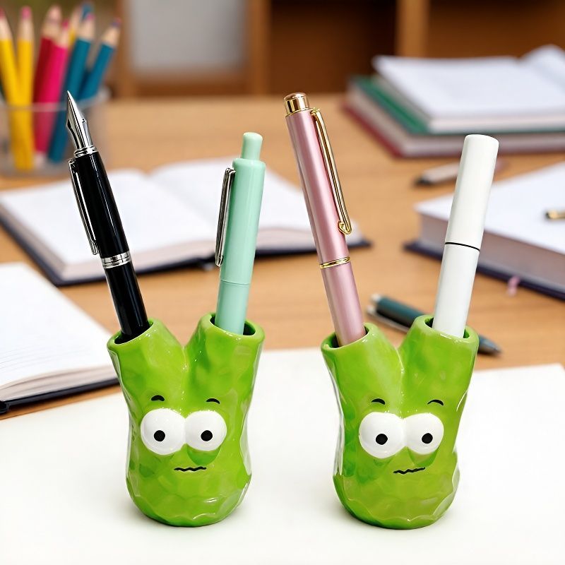 Creative Green Onion Storage ที่ใส่ปากกาสไตล์คู่เครื่องประดับห้องน้ําล้างผู้ถือแปรงสีฟันฐานเรซินห้อง
