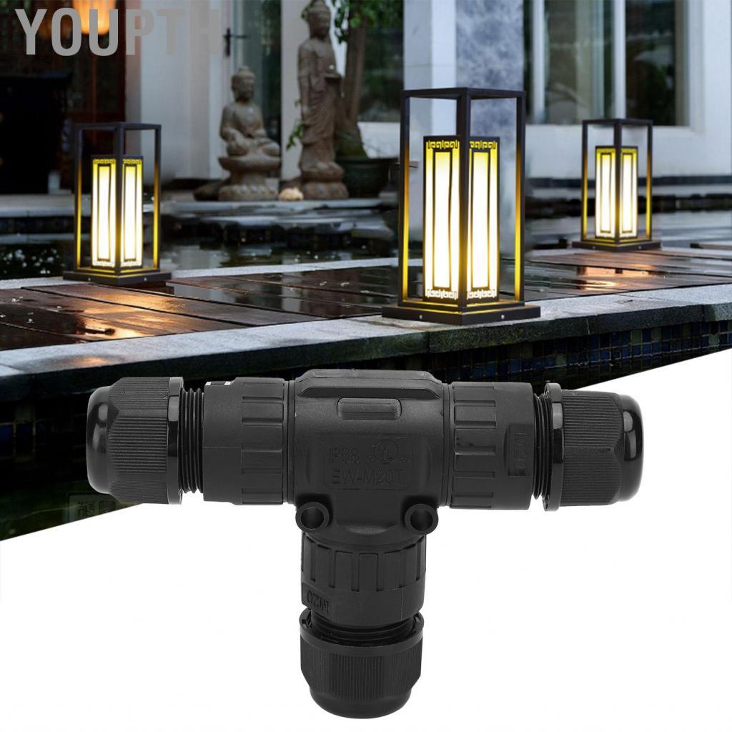 Youpth IP68 กันน้ำ Connector M20T-3P 3Pin 9-12 มม.กลางแจ้งอิเล็กทรอนิกส์สายเคเบิล Joint สำหรับ Home 