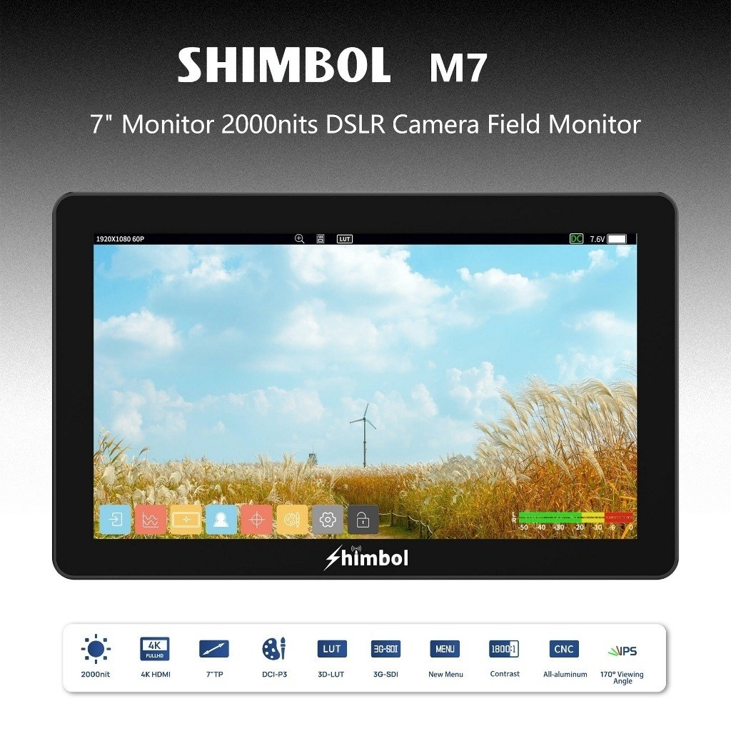 SHIMBOL M7 7 " 2000 Nits 4K HDIM 3GSDI Recording Monitor with 3D LUT for DSLR Camera Field Monitor