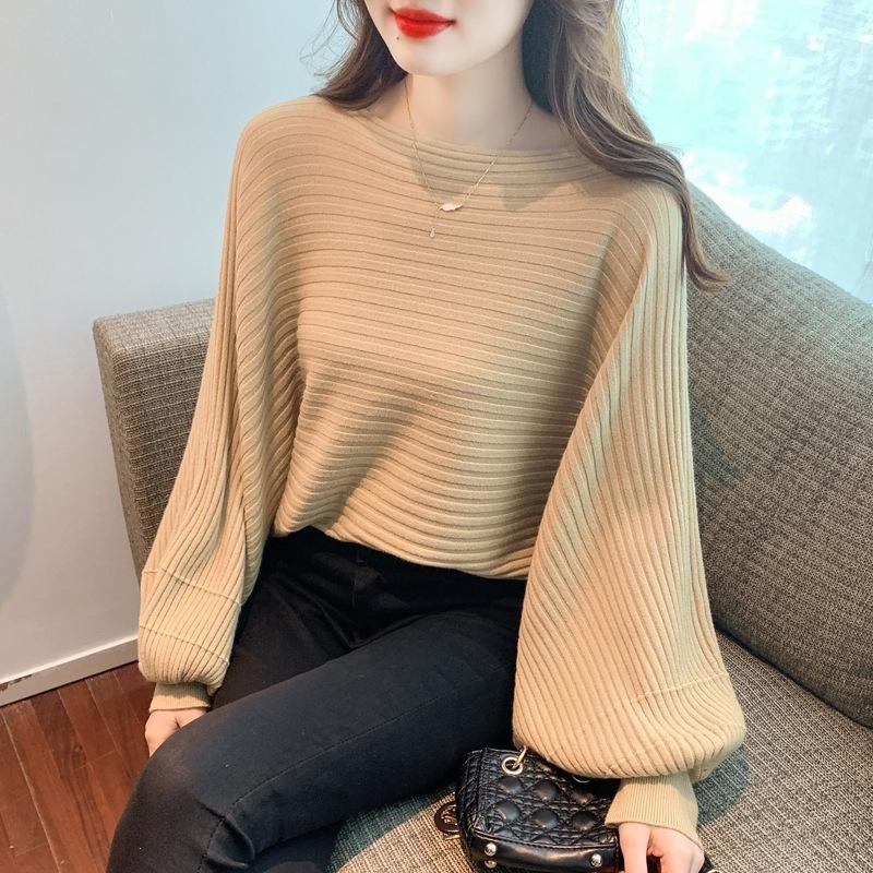 Dahong  เสื้อไหมพรมแขนค้างคาว เสื้อคอปาดแขนบอลลูน [  ทอร่อง แขนบอลลูน ]  แขนยาว ยืดได้เยอะ 88022