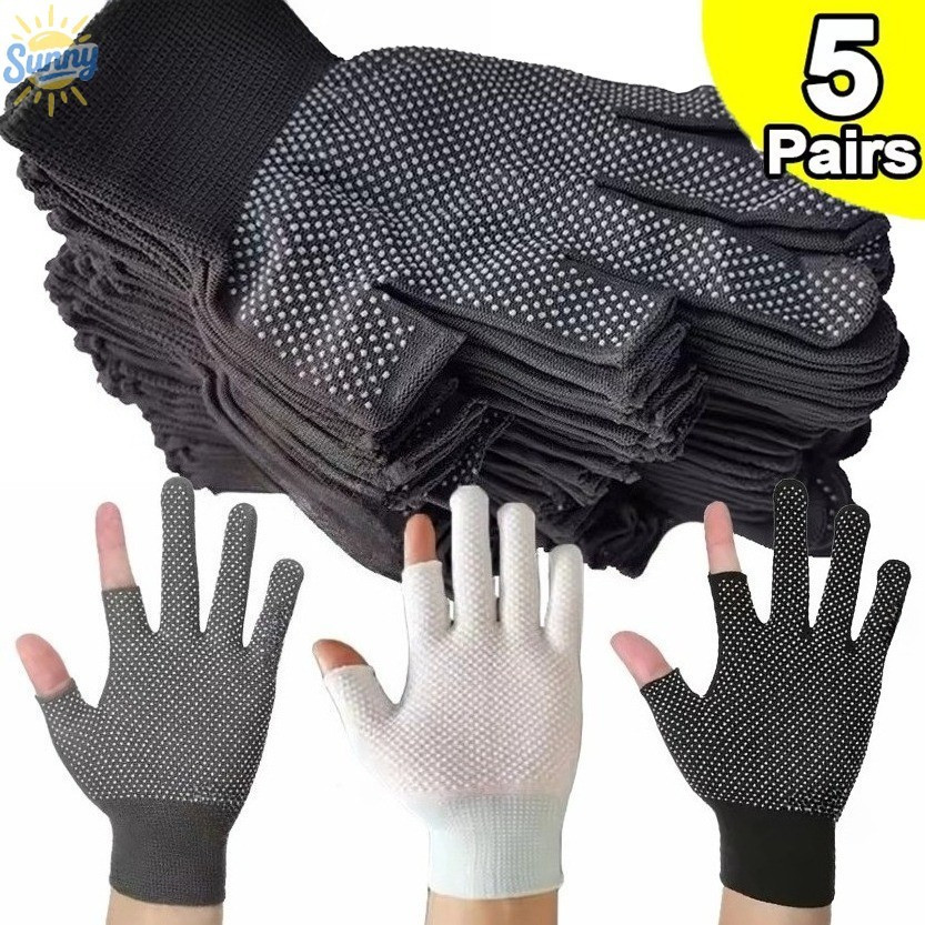 1/3/5Pairs Half Finger Non Slip Gloves / Breathable Nylon Mittens / ถุงมือกีฬาขี่จักรยานกลางแจ้ง