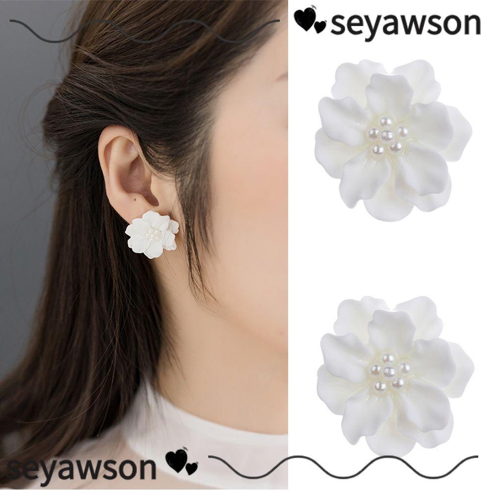 SEYAWSON Camellia Fashion Inlay Bead Bohemian Big White Flower