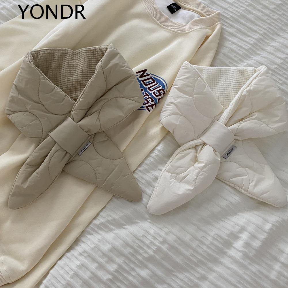 YONDR Down Neck Scarf, ผ้าพันคอสไตล์เกาหลี.Cross Feather, อุปกรณ์เสริมแฟชั่น ปกป้องคอมอบความอบอุ่น ส