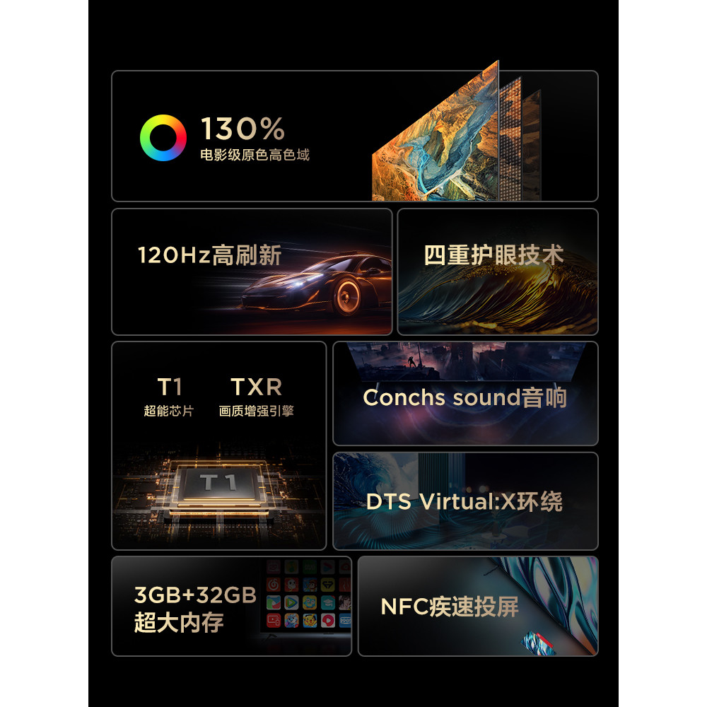 TCL 65V68E Pro 65 นิ้ว High-Brush High-Color Domain 4K Ultra-High-Definition LCD Panel TV Official F