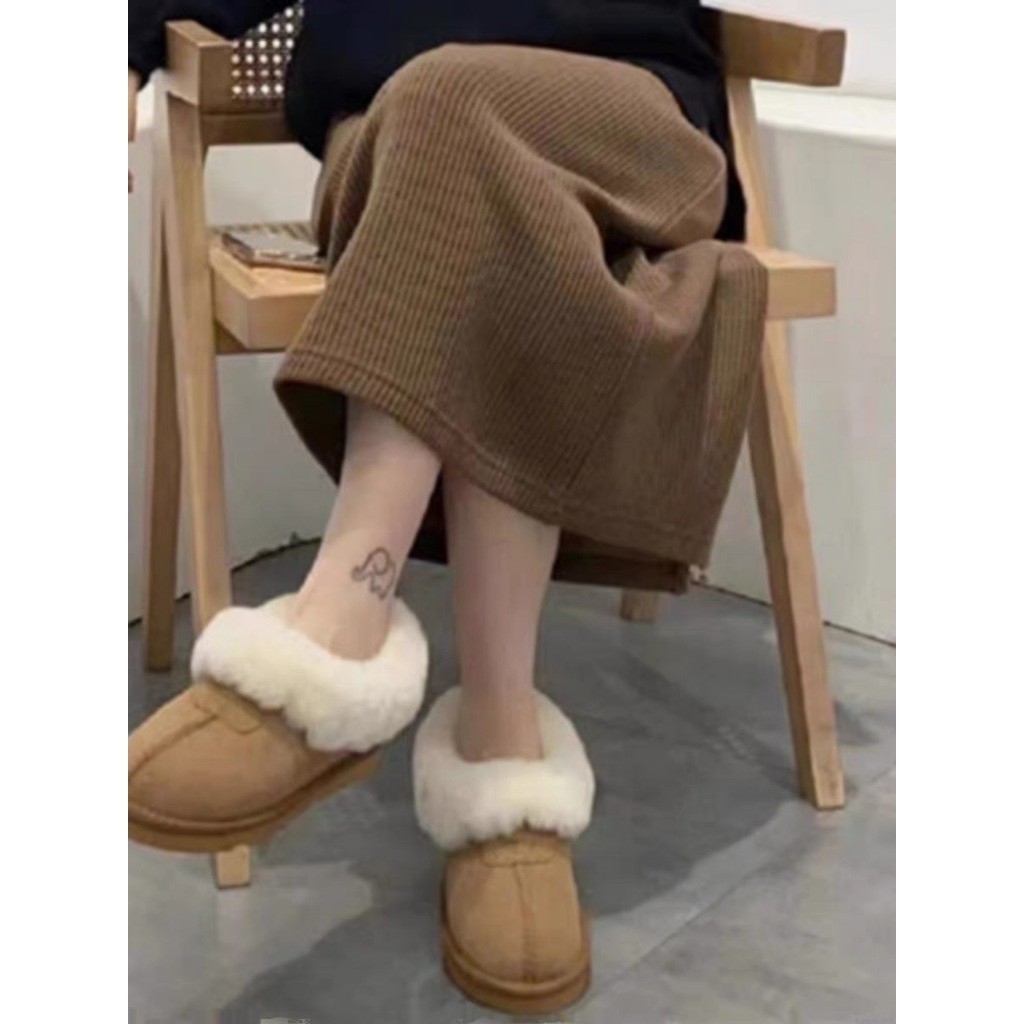 รองเท้าแตะ UGGs ขนแกะหนา พื้นกันลื่น น้ำหนักเบา