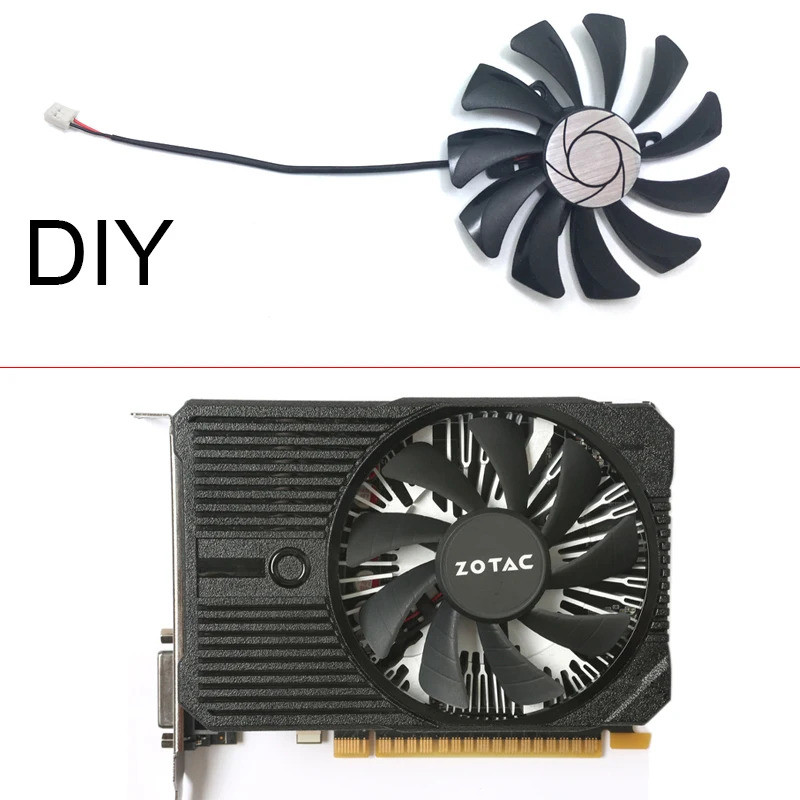 ไอDIY T129215SH 85 มม.2PIN GTX 1050 MINI Cooler พัดลมเปลี่ยนสําหรับ ZOTAC GeForce GTX 1050 Mini 2GB 