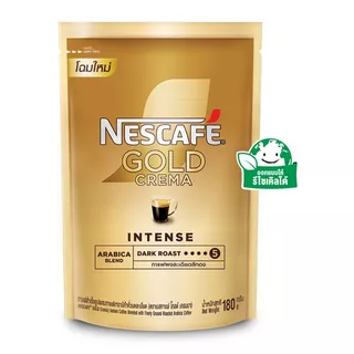 เนสกาแฟโกลด์เครมมากาแฟสำเร็จรูปผสมกาแฟคั่วบดละเอียดถุงตั้ง 180ก Nescafe Gold Crema Doy 180g [8850124000729 ]