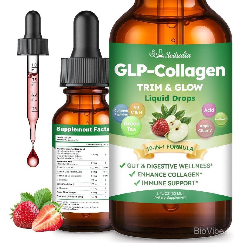 คอลลาเจนเหลวสําหรับผู้หญิง, GLP Friendly 10-in-1 Multi Collagen Trim & Glow with Hyaluronic Acid Bio