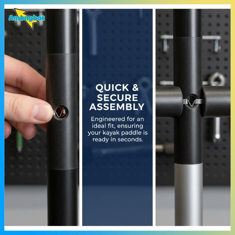 Amonghot> 10 ชิ้น Snap Loing Kayak Paddle ฤดูใบไม้ผลิคลิปเหล็ก V-Shaped Lift Telescopic Loing Tube P