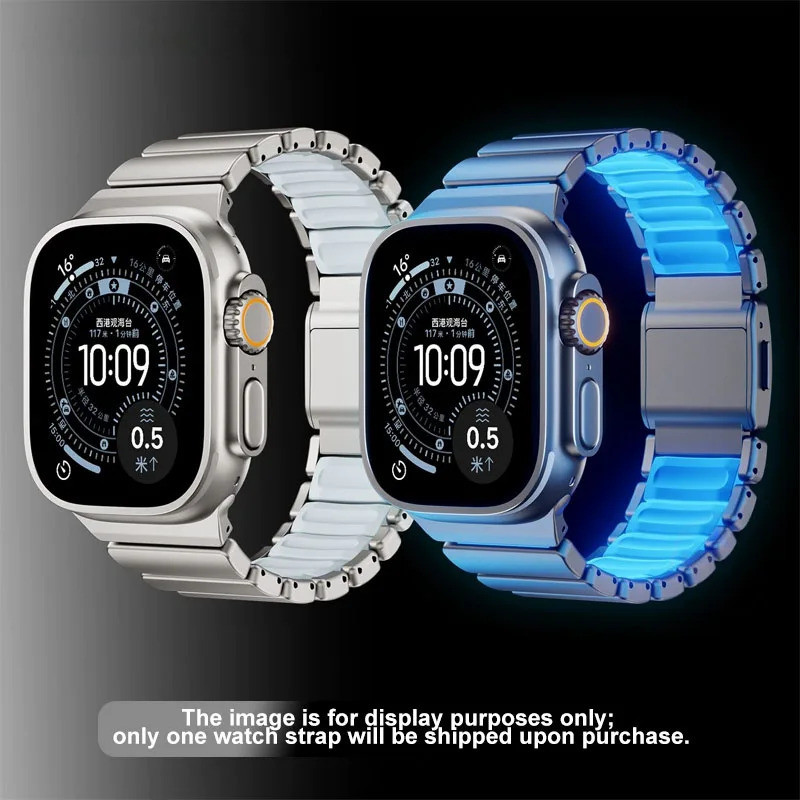 Magnetic Luminous Titanium BandสําหรับApple Watch Ultra3 S11 S10 S9 S8 S6 SE 44/45/46/49MM