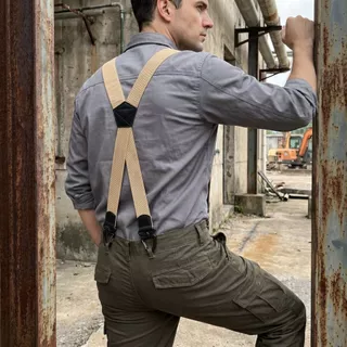 LAMIABOTTE Suspenders, Heavy Duty Y-Type X-Type Elastic Pants Braces, Simple กว้าง 3.8 ซม.พร้อม 3/4 Rotatable Gripper Clasps Retro ปรับ Suspenders ทํางานใช้