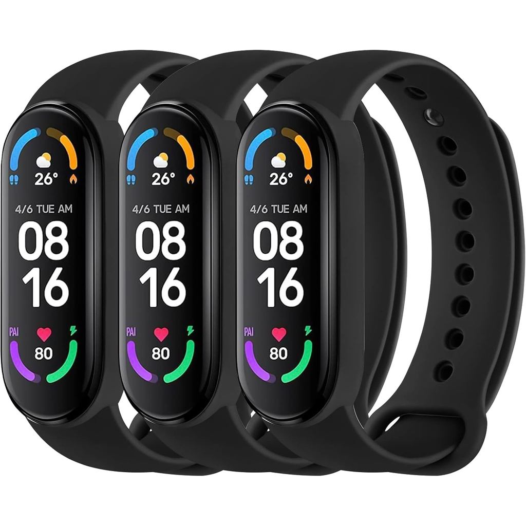 3 แพ็คกีฬาสําหรับ Mi Band 5 Bands & Mi 6 Bands,ซิลิโคนอ่อนนุ่มเปลี่ยนสายรัดสําหรับ Xiaomi Mi 5 & 6 F