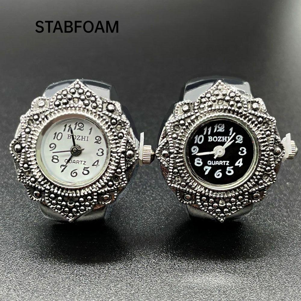 STABFOAM Round Quartz Finger Rings Vintage for Women Men Digital Watch