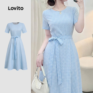 (New Arrival) Lovito Women Casual Dress Asymmetrical Leisure Spring/summer Blue Dress LK7ED783