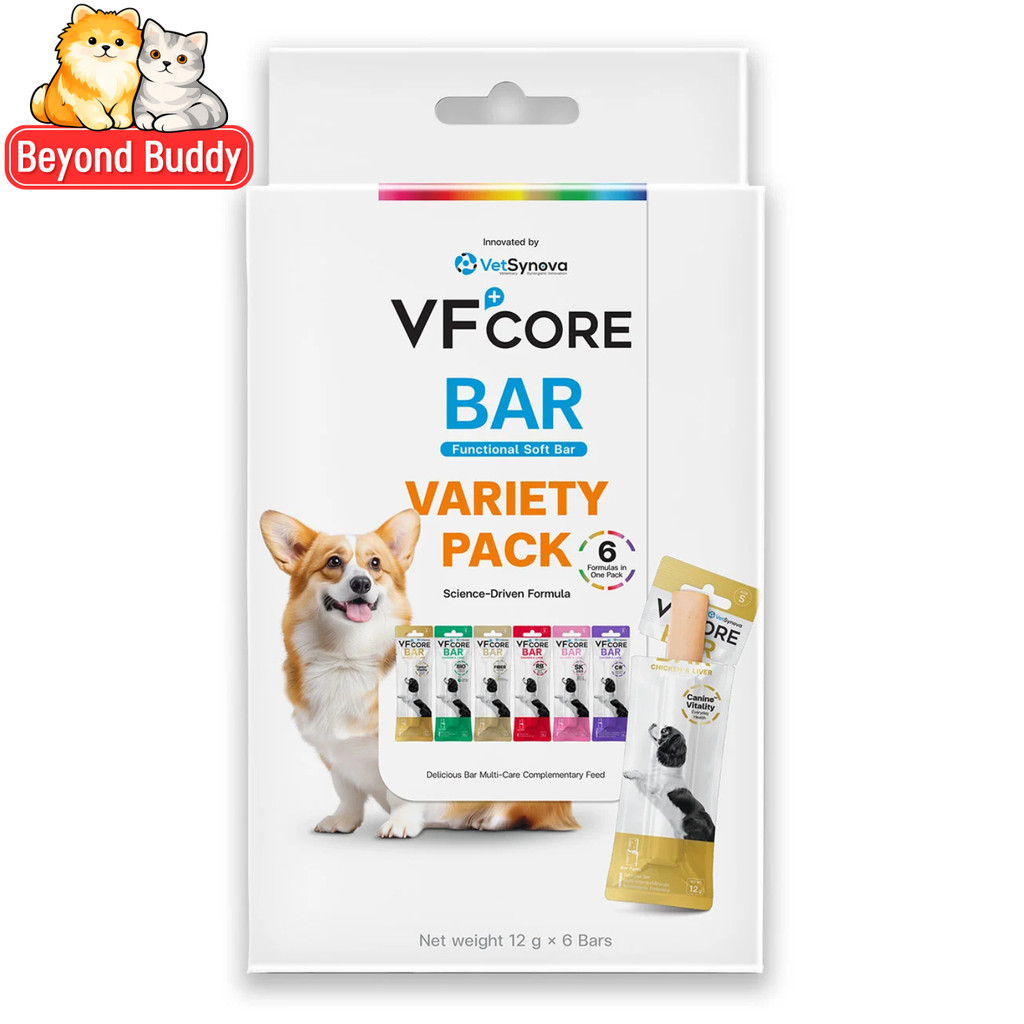 VFcore BAR วีเอฟคอร์ บาร์ ขนมหมา วิตามินบาร์ Variety Pack รวม 6 สูตร สำหรับสุนัข ซองละ 12g
