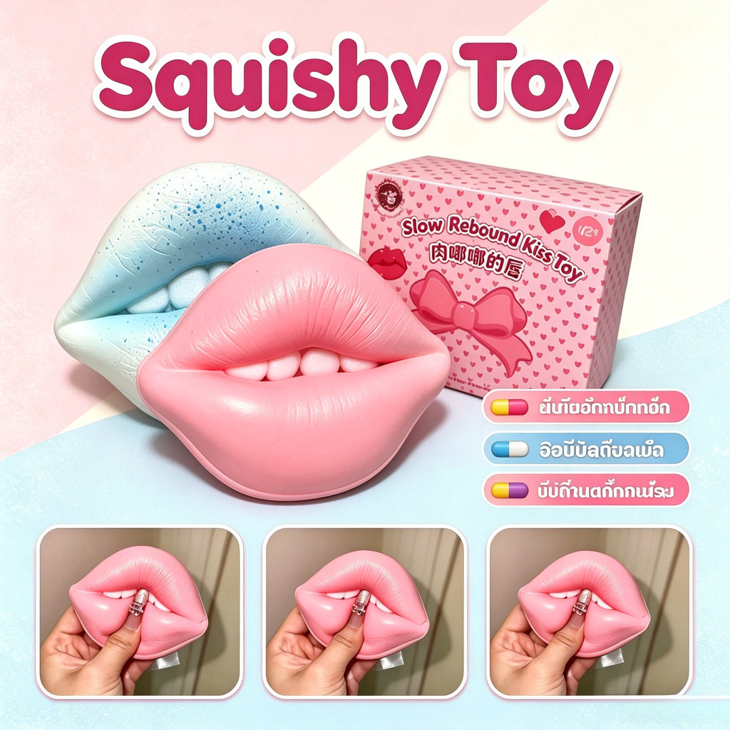 Creative Decompress Squishy ของเล่น Tender ริมฝีปากหนา Super Soft ช้า Rebound ของขวัญสนุกสําหรับเพื่อน