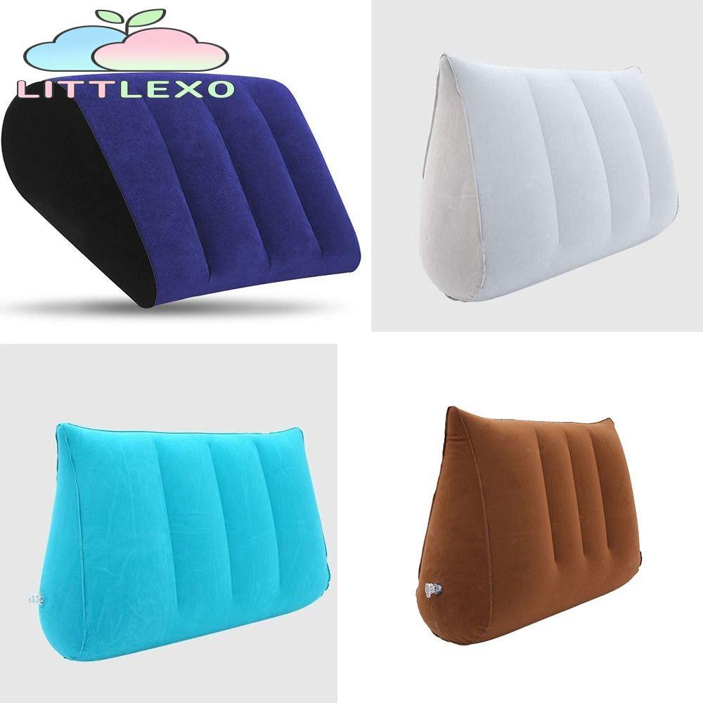 LITTLEX Magic Cushion, Blue + Black Triangle กระบอก Wedge หมอนซิลิโคน, ของขวัญ PVC Flocking Soft Inflatable หมอน Home