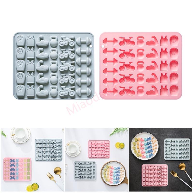 MDD Fitness Themed Ice Maker 11 Cavitiesออกกําลังกายธีมซิลิโคนช็อกโกแลตแม่พิมพ์สําหรับทําตกแต่งเค้กน