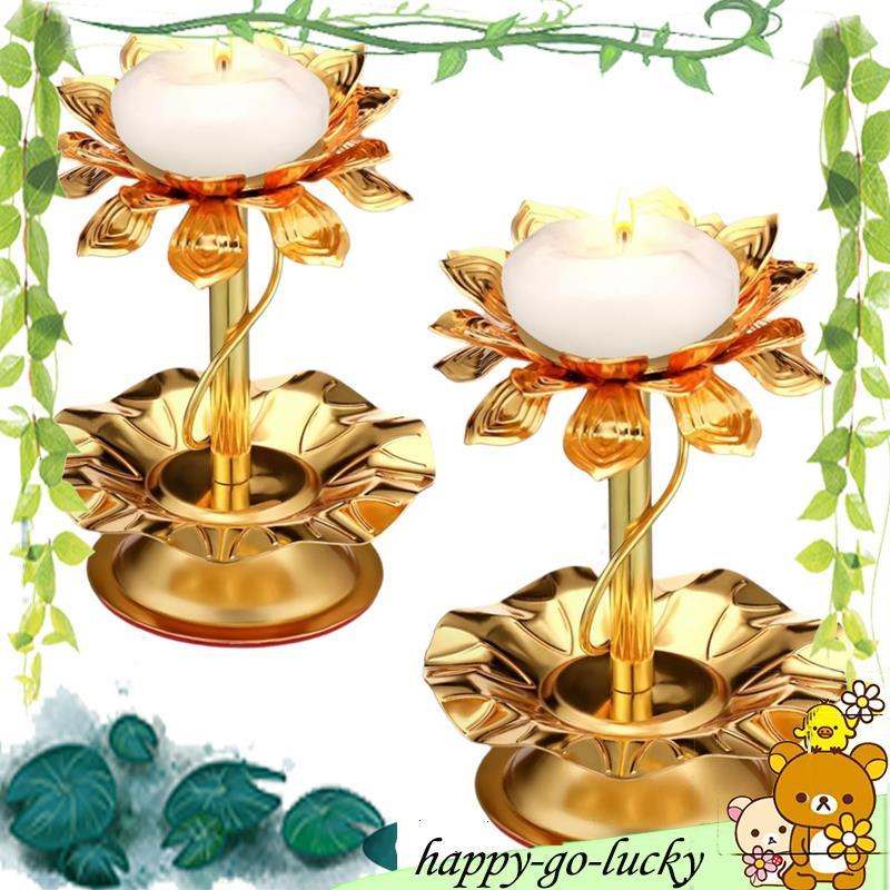 สําหรับ Diwali Puja ตกแต่ง 2 ชิ้นโลหะ Diya เชิงเทียนสําหรับ Diwali Ghee โคมไฟเทียน