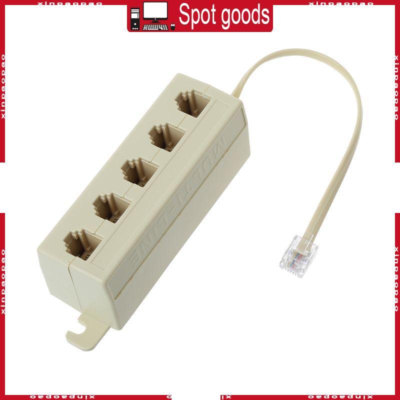 XI RJ11 อะแดปเตอร์ 6P4C 1 ชาย 5 หญิง Splitter โทรศัพท์ลวดซ็อกเก็ตห้าทาง
