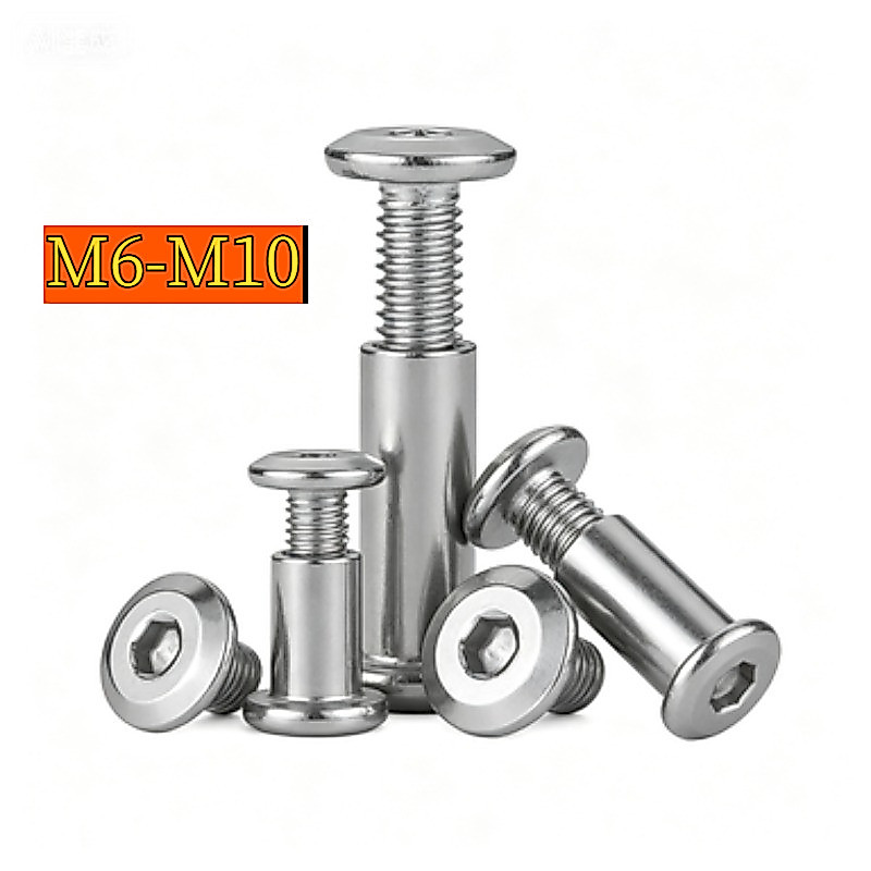 [NXY] 304 สแตนเลสหัวกลมขอบเอียงซ็อกเก็ตหกเหลี่ยมคู่ล็อคหมุดย้ําชุด M6-M10 Double Splint Fastening หญิง Bolt