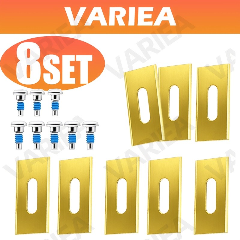 VARIEA- (8 ชิ้นชุด) ใบมีดเครื่องตัดหญ้าหุ่นยนต์, พร้อมสกรูเคลือบที่ปลอดภัย, เข้ากันได้กับ Husqvarna 