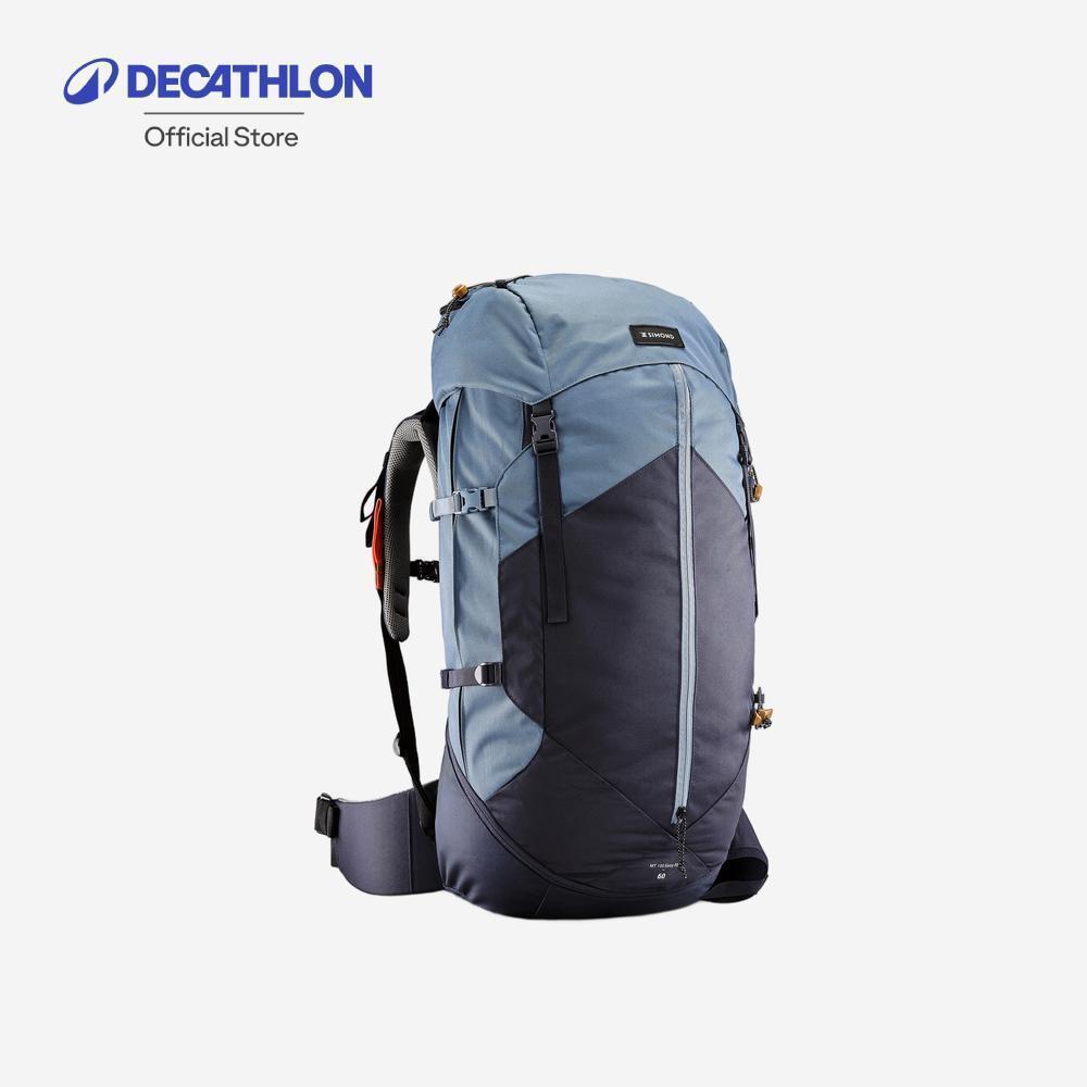 Decathlon Women'S Trekking Backpack 60 L เป้เทรคกิ้งสะพายหลังสำหรับผู้หญิงขนาด 60 ลิตร รุ่น Mt100 Easyfit - Blue