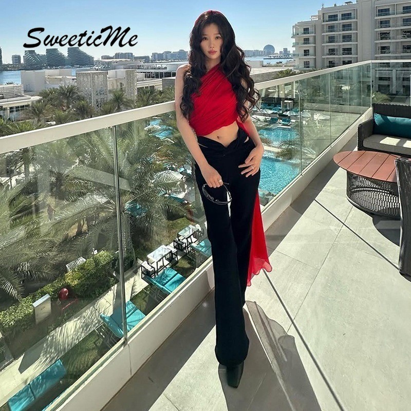 SweeticMe เสื้อกล้ามผู้หญิง 2026 ใหม่แฟชั่นไหล่เอียงเซ็กซี่ Hooded เสื้อสายเดี่ยวไม่สม่ําเสมอ — صورة 5