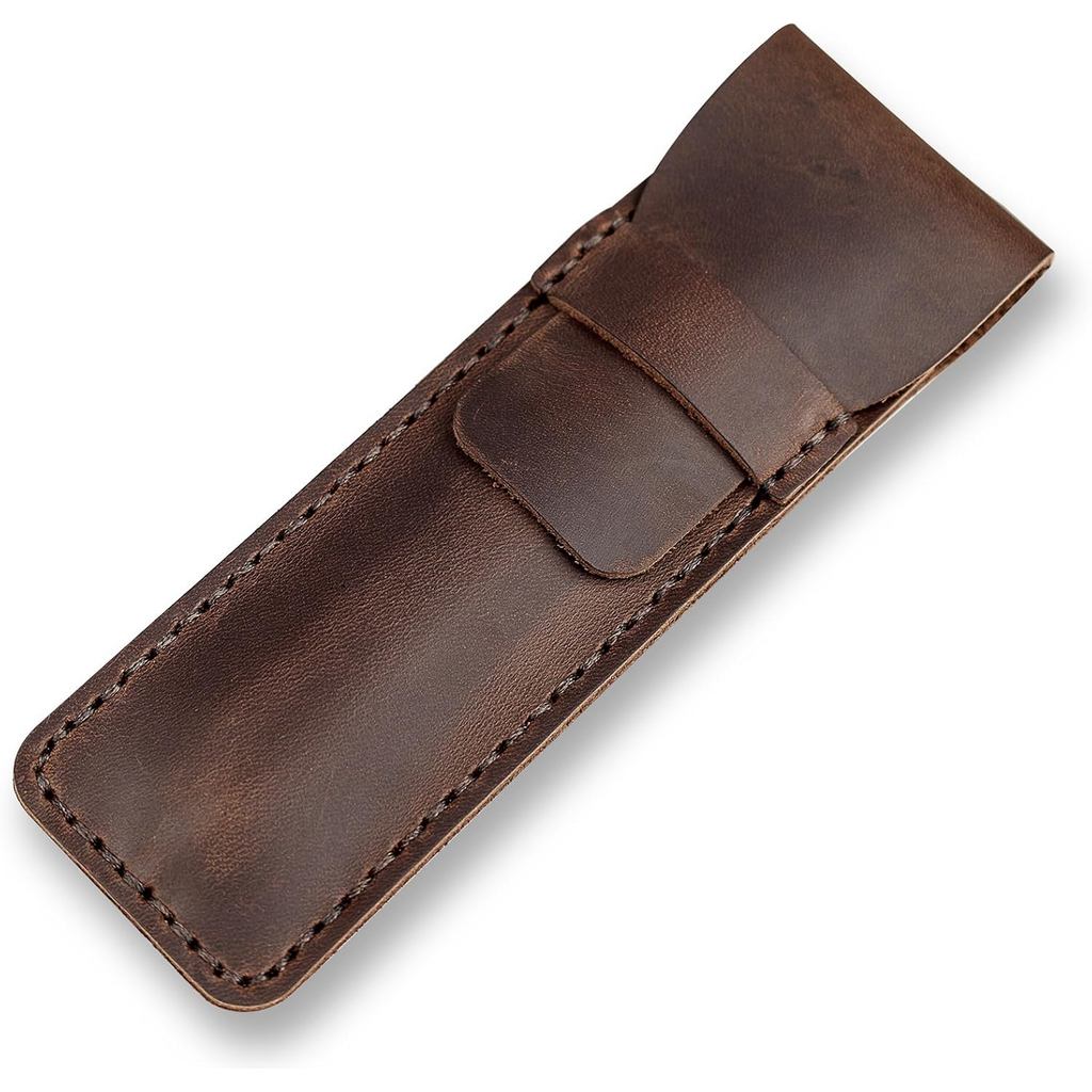 DK86 ที่ใส่ปากกาหนังแท้ Fountain Multi Pens Pouch Pen Protective Sleeve Cover - กาแฟขนาดเล็ก
