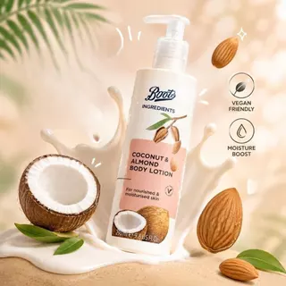 Boots Ingredients Coconut & Almond Body Lotion 290Ml บู๊ทส์ อินกรีเดียนส์ โคโคนัท แอนด์ อัลมอนด์ บอดี้ โลชั่น 290 มล.