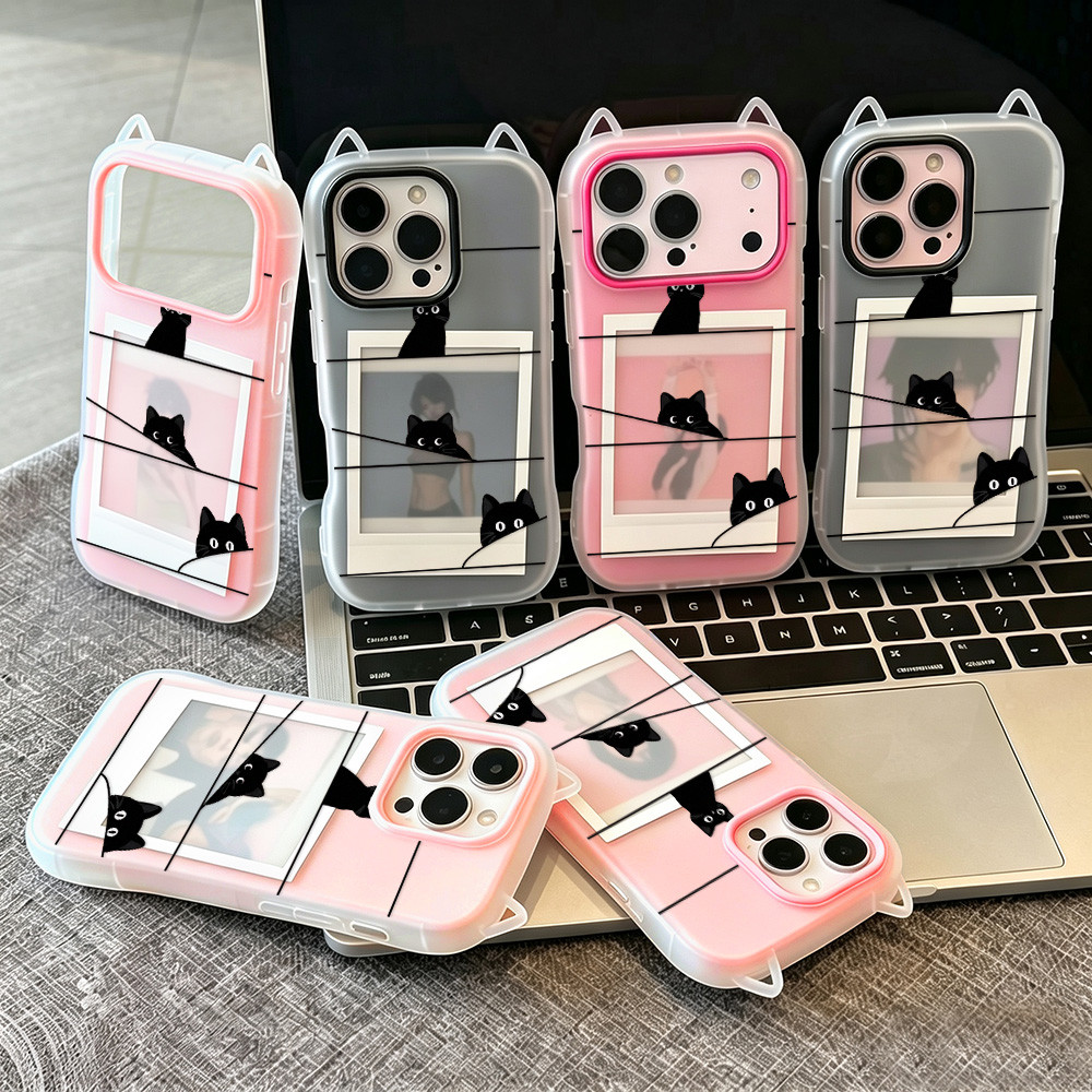 🔥🔥เคสเจลลี่ 2-in-1 เคสไอโฟน iPhone 11 13 15 14 12 16 17 Pro Max Cat ดีไซน์แมว 3 มิติ กันกระแทก พร้อม