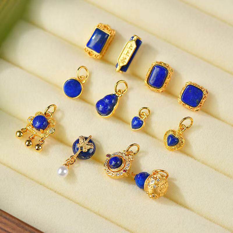 ธรรมชาติ lapis lazuli จี้อุปกรณ์เสริม DIY ทําด้วยมือลูกปัดสร้อยข้อมือเครื่องประดับ