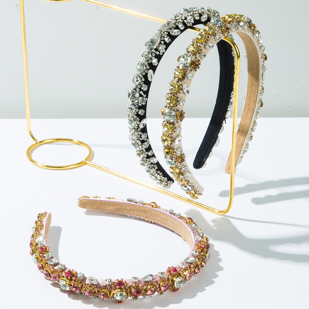 เวอร์ชั่นเกาหลี Baroque Pure Hand-Sewn Full Diamond แถบคาดศีรษะ Heavy Craftsmanship ประณีต Gorgeous 