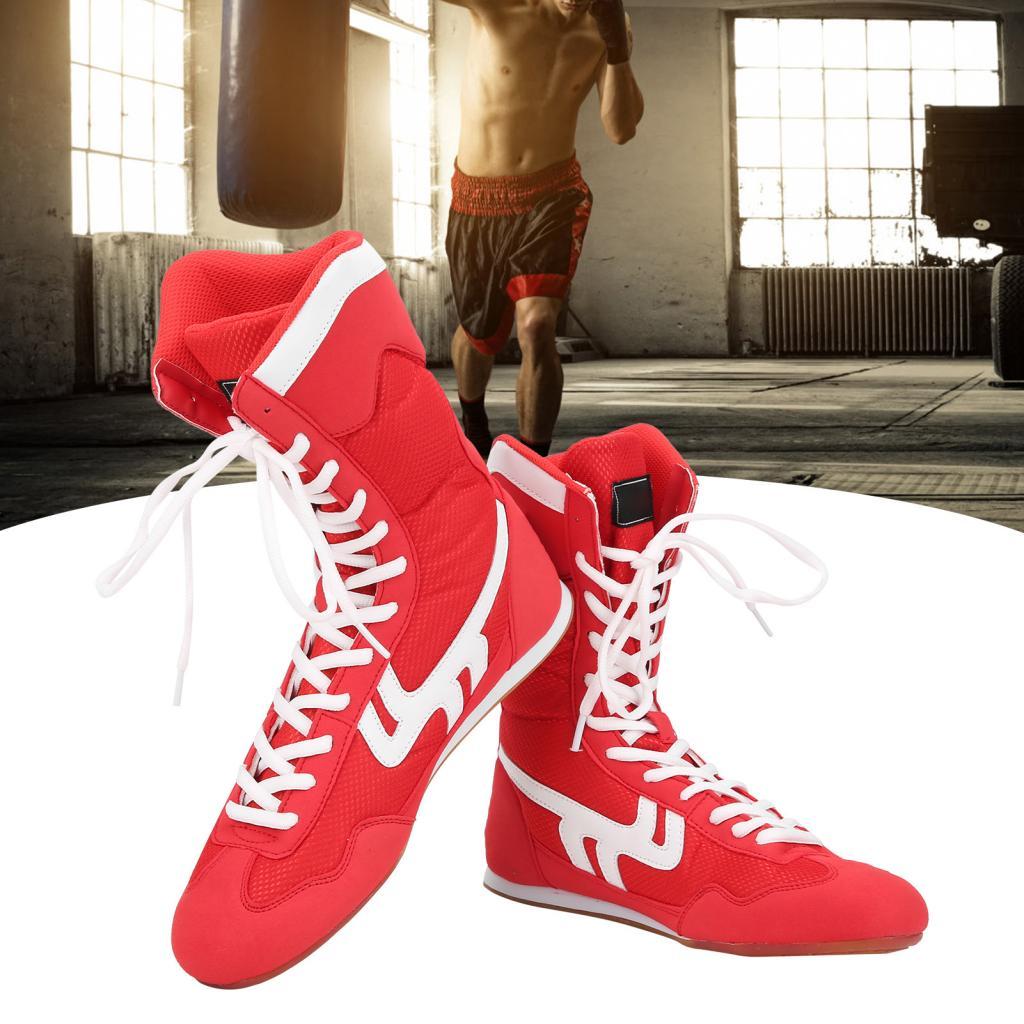 Bacony Wrestling Boxing Shoes Hightop Anklet สําหรับศิลปะการต่อสู้ Taekwondo Sanda Training