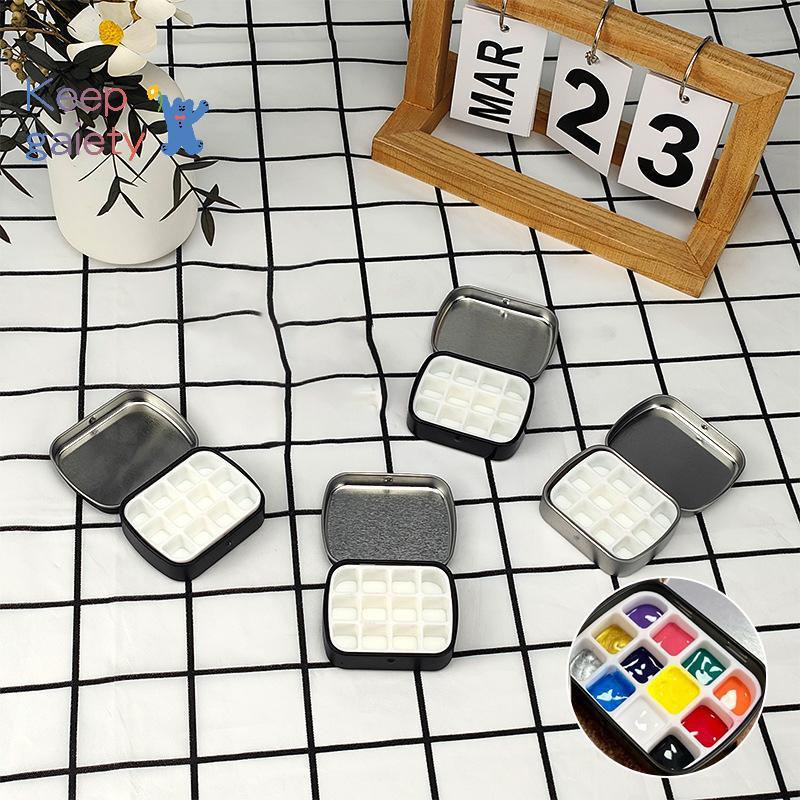 [Kpt-t] แบบพกพาเปล่าสีน้ําดีบุกกล่อง 12/24 กริดมินิสีน้ําสี Palette ภาพวาดท่องเที่ยวถาดสีอุปกรณ์ศิลปะ [ใหม่]