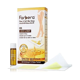 FARBERA Clear & Soft Wax Strips For Legs & Body แผ่นแว็กซ์กำจัดขน 12 sheets, 10ml